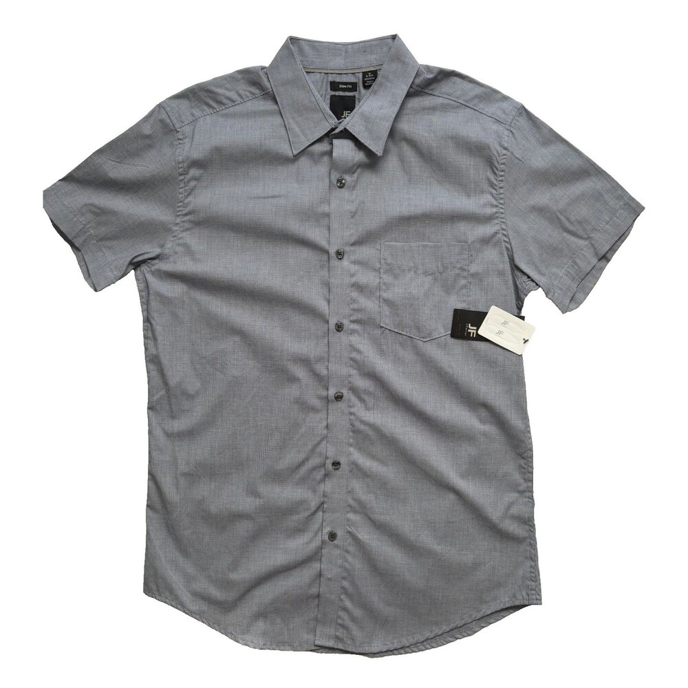 NWT J. Ferrar Blue Hounds Short Sleeve Button Up Shirt JF Size Large Slim Fit